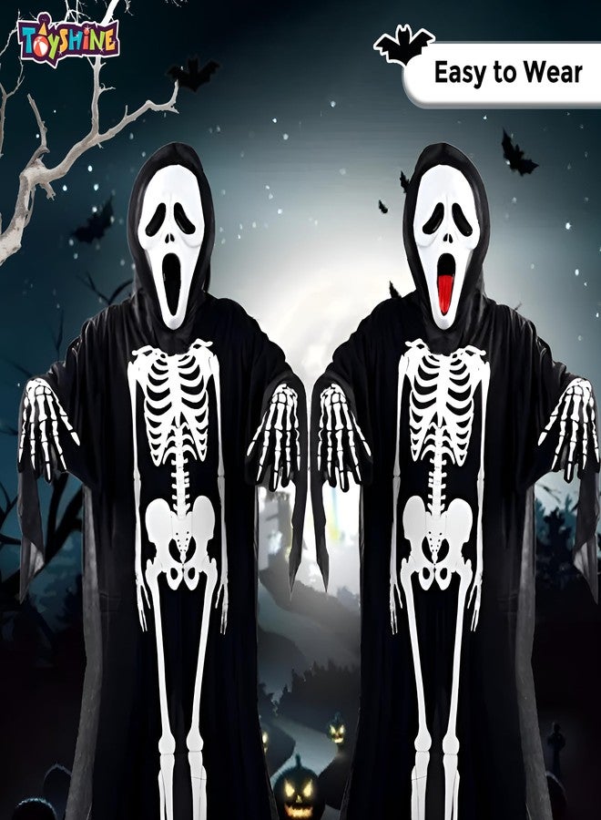 توي شاين زي تنكري أسود مخيف على شكل شبح وهيكل عظمي من توي شاين، زي هالوين ممتع ومسلي للأطفال من عمر 5 إلى 9 سنوات، مناسب لحفلات الهالوين التنكرية. - Image 5